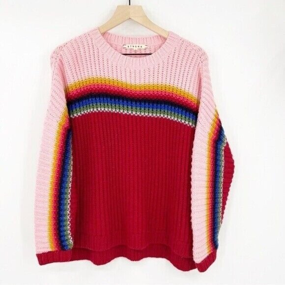 Xirena Apres Ski Striped Rainbow Alpaca Blend Oversized Size XS - Picture 1 of 9